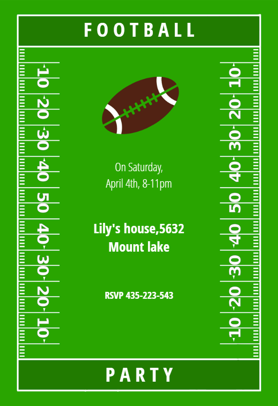 Football Superbowl Party Printable Party Invitation Template (Free